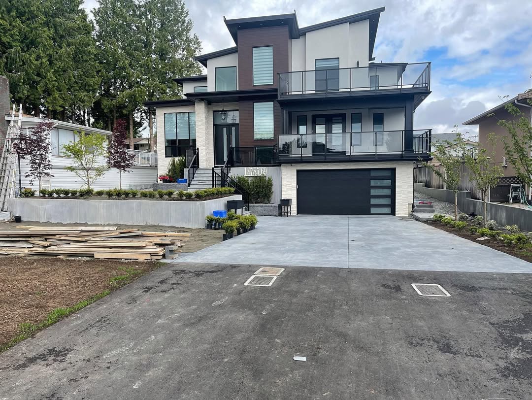 Full front yard landscaping and sod installation by JDSL Services in Surrey, BC