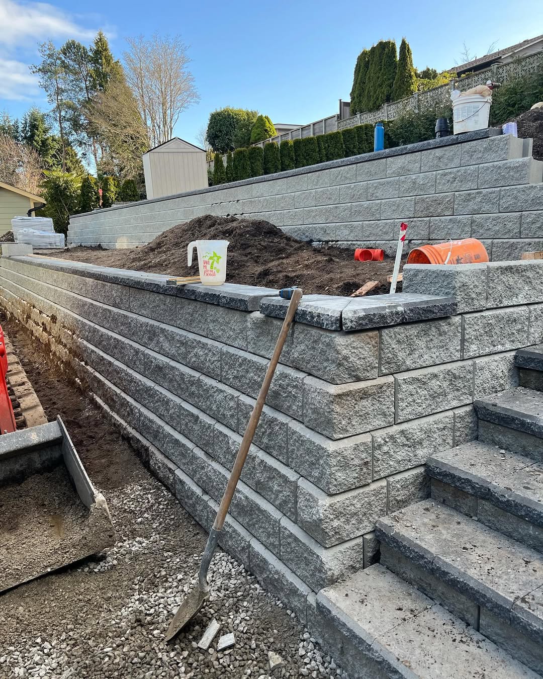 Armour rock retaining wall construction by JDSL Services in Surrey, BC